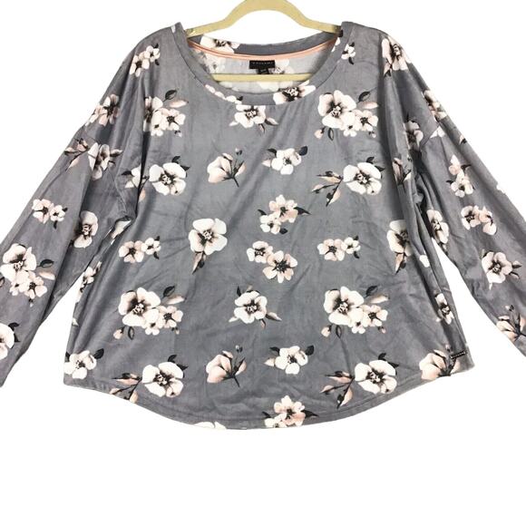 Tahari Women’s XL Floral Stretch Sleep Top – Soft Gray Lounge Shirt - Picture 9 of 14